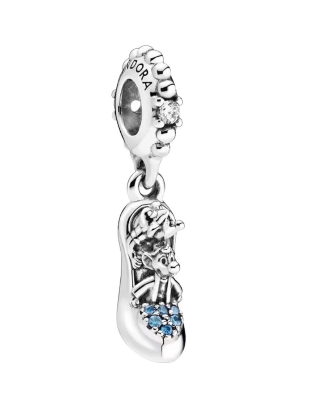 RETIRED AUTHENTIC PANDORA DISNEY Cinderella Glass Slipper and Mice Dangle Charm